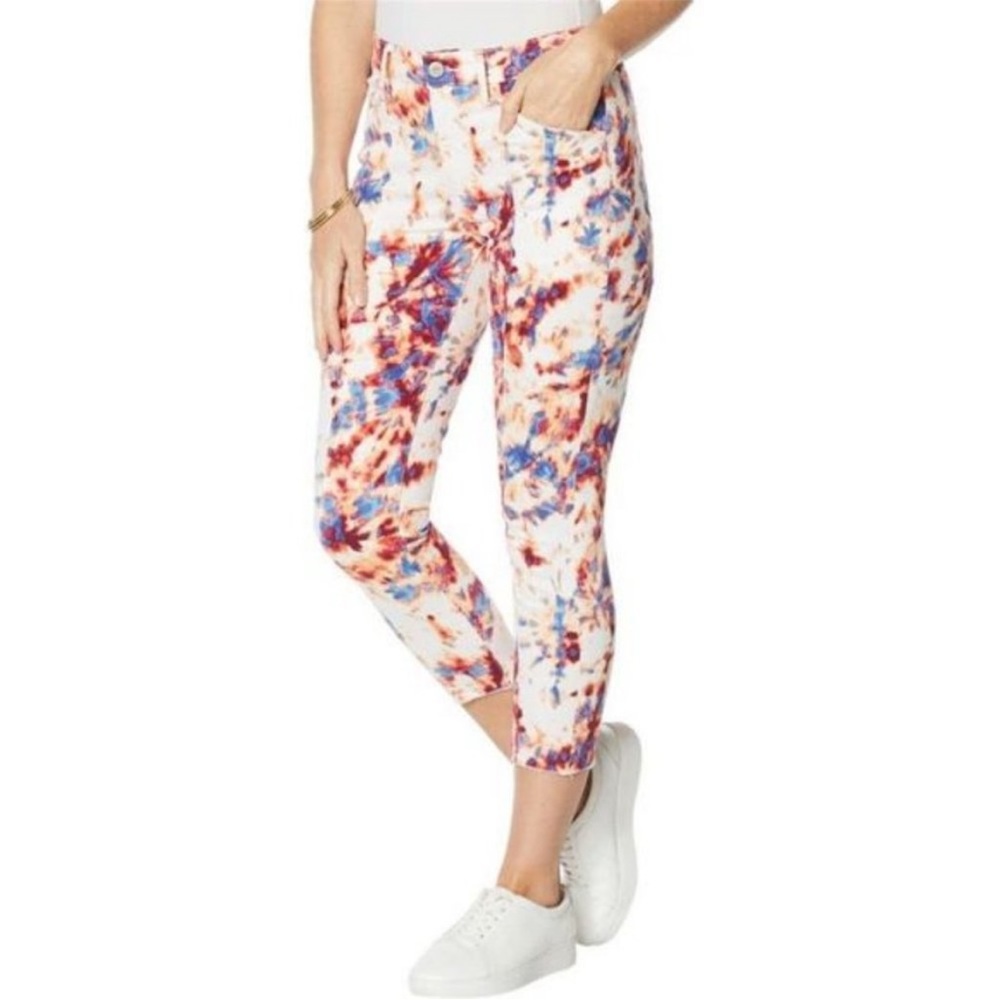 SkinnyGirl Reagan High-Rise Skinny Ankle Jeans - Splash Tie Dye